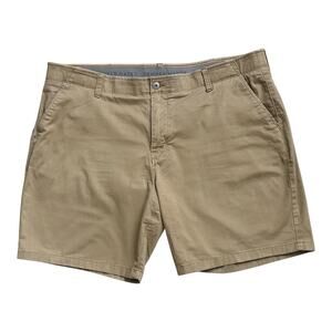 Denver Hayes Mens 42 Tan Chino Shorts Flat Front Stretch Casual 8" Inseam